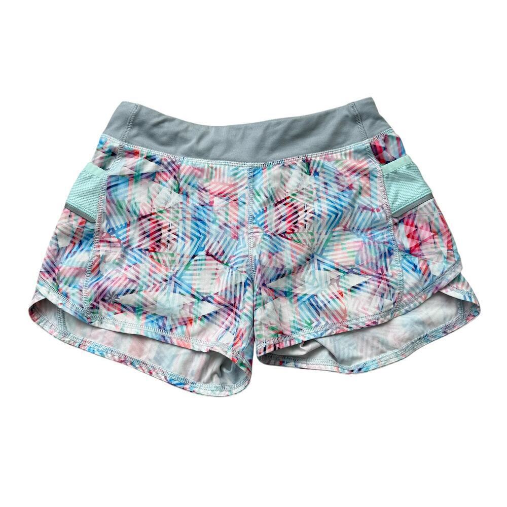 Athleta Shorts Girls 12 Multicolor Geometric Lined Running Workout Reflective